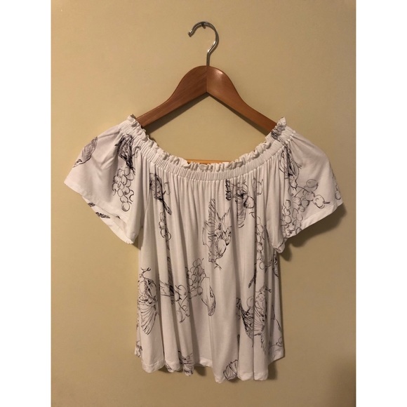 Aritzia Wilfred White Sartre Off-The-Shoulder Top - Picture 2 of 4